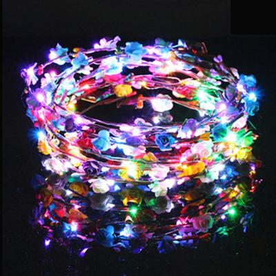 China Hair Decoration LED Light Up Headband Garland Boho Headpieces For Garland Festival Wedding Halloweenn Party Wreath Flower Headband for sale