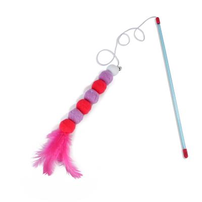 China Popular Pet Stocked Interactive and Motion Toys Cat Feather Teaser Stick Pet Teasing Toys for Cats IQ Training for sale