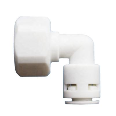 China Water Filter Accessories 3/8 Free Board Quick Fit Connector With 1/2 Internal Thread Elbow Connector White Plastic RO Spare Parts For Water Filters for sale