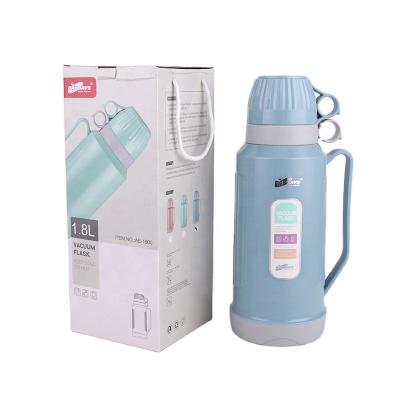 China New Arrival Viable Flask With Color Sticker Body Plastic Thermos With Two Cups Manufacturer Food Grade Material Insulated Water Bottle for sale