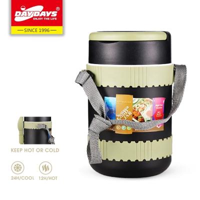 China Food Grade PP Plastic 1.8L Round Shape Food Flask Portable Thermos Hot Lunch Box for sale