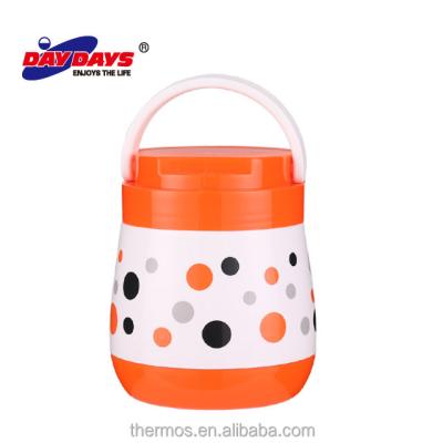 China Plastic Colored Freshness Storage Thermos Food Jar With Folding Handle And Glass Refill Keep Long Time Warm for sale