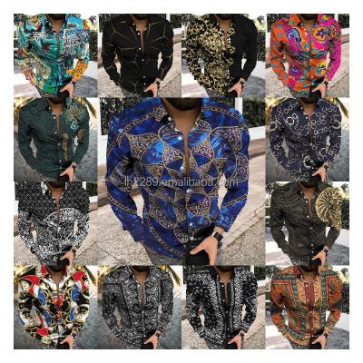 China New Men's Shirt Quality Lapel Printed Anti-Shrink Wholesale Breathable Quick Dry Guaranteed Full Long Sleeve Shirt for sale