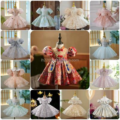 China Anti-wrinkle 4-14 Years Girls Dress Pleated Princess Floral Skirt Formal Holiday Party Dress for sale