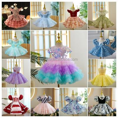 China Anti-wrinkle light luxury high-end children's birthday children's birthday princess skirt glitter flower Tong Peng skirt for sale