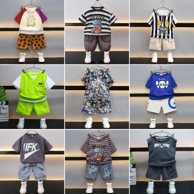 China Wholesale Cotton Summer Short Sleeved Children's Set Breathable 100% High Quality Anti-Shrink Children's Clothing for sale