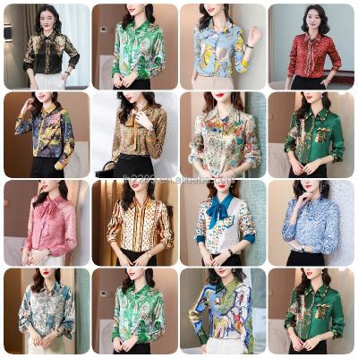 China Satin Anti-Shrink Casual Shirt Fashion Luxury Women's Top Ordinary Long Sleeve Blouse For Women for sale