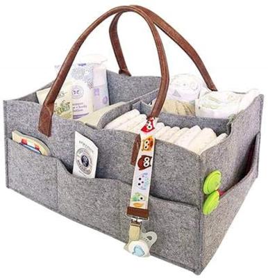 China 100% SUNNUO 2021 NEW Eco-friendly Felt Storage Bag Portable Baby Diaper Organizers for Changing Table and Car for sale