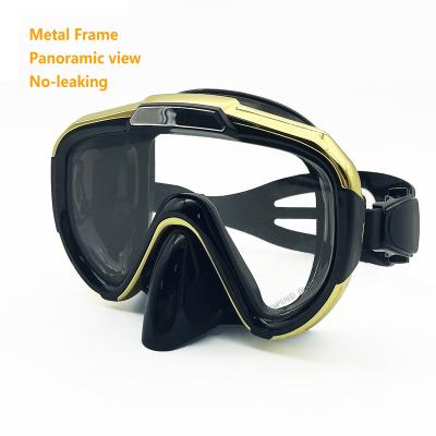 China 2022 New Anti-leak Metal Frame Panoramic Sight Tempered Glass Goggles Launched Snorkeling Mask for sale