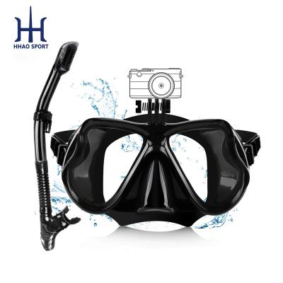 China Hot Selling Tempered Glass Diving Snorkeling Easy Snorkeling And Breathing Mask Set With Camera Mount for sale