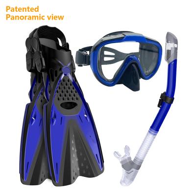 China Launched New CE Certified Snorkeling 2022 Panoramic View Snorkeling Mask Set With Fins for sale