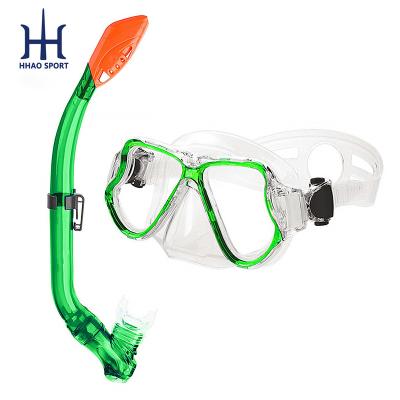 China Green Silicone Hot Sale Snorkeling Amazon Swimming Mask and Snorkel Tube Diving Kits for Kids for sale