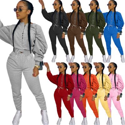 China Sportswear 2021 New Arrival Fall Autumn Women Breathable Sportswear Ladies Yoga Set Bandage Women Two-Piece Set Clothing for sale