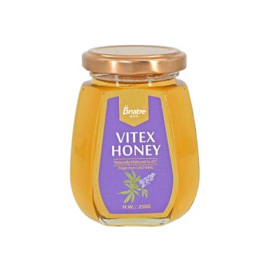 China 100% Honey Popular 250g Pure Natural Pure Natural Glass Jar 100% Vitex Honey Comb Royal Honey Bee Organic Raw Honey for sale