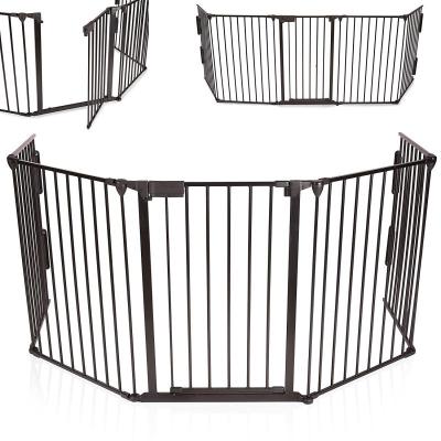 China Manual Plug-in Locking Gate 5 Panels Foldable Metal Baby Safety Fence Fence Playpen Pet Fence for sale