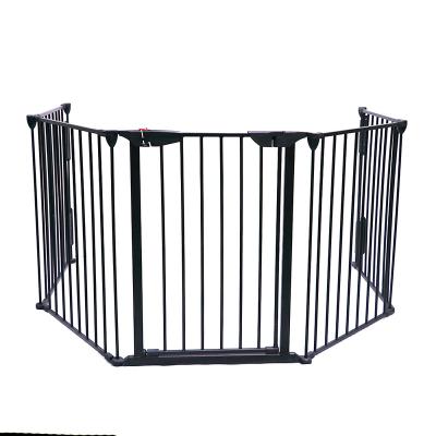 China Easily Assembled Foldable Indoor 5 Panel Metal Baby Safety Guard Dog Fence Chimney Barrier for sale