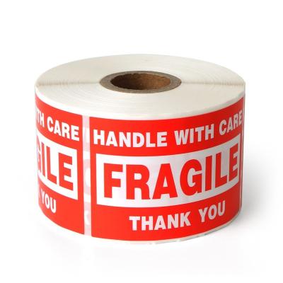 China Handle Heat Sensitive Printed Fragile Sticker With Custom Care Paper Label For Delivery Shipping for sale