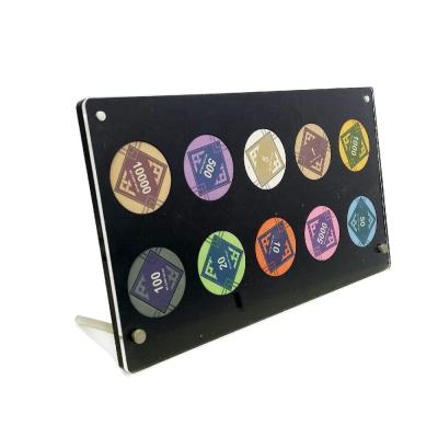 China Environmental Friendly Custom Acrylic Coin And Chip Display Stand With Stainless Steel Feet for sale