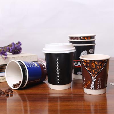 China DOUBLE WALL Offset / Flexo Logo Printed Biodegradable Kraft Paper Double Wall Paper Disposable Coffee Cup With Lids for sale