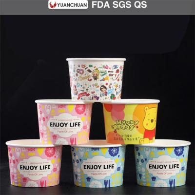 China Disposable Eco Friendly Stored Biodegradable Frozen Double PE Ice Cream Cup With Lid for sale