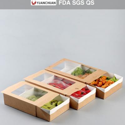 China Custom Size Biodegradable Printed Rectangular Fruit Salad Box For Restaurant for sale