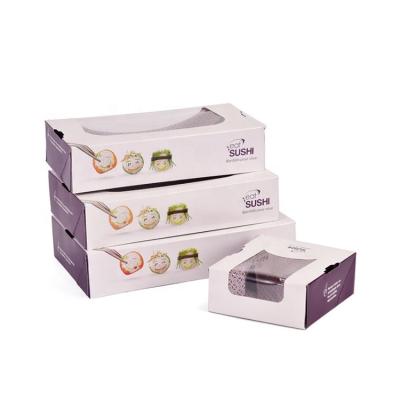 China Biodegradable Folding Printed Sushi Packaging Box With Window for sale