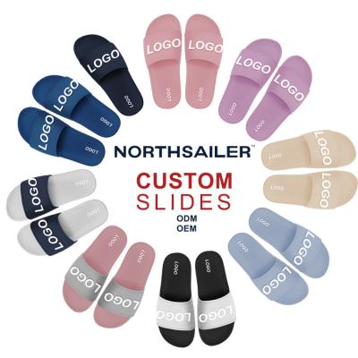 China Northsailer custom print men's fashion trend ladies EVA Sandals Slides Slippers Mules Logo Pattern Unisex Black Plain for sale