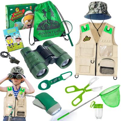 China Eductional School Toys Outdoor Explorer Kit and Bug Catcher Kit with Vest, Binoculars, Magnifying Glass, Butterfly Net, Hat for sale