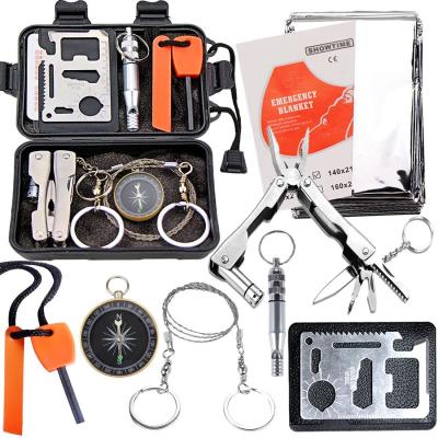 China Portable Emergency Gear Tools Box 8 in 1 SOS Help Outdoor Sport Camping Hiking Portable Survival Kit for sale