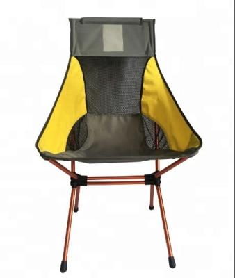 China Modern Portable Lightweight Compact Aluminum Camping Elevated Folding Chair With Removable Pillow for sale