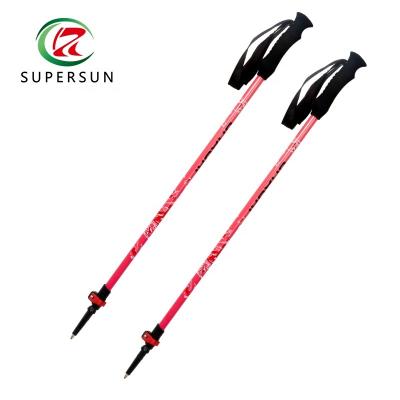 China Durable Aluminum 6061 EVA Handle Walking Hiking Trekking Three Section Pole for sale