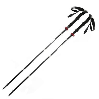 China Moutain Climbing Wholesale Aluminum Pole Carbon Fiber Foldable Trekking Folding Telescopic Walking Stick With External Flip Lock for sale