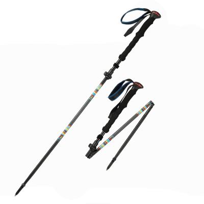 China Moutain Climbing 38cm-135cm Carbon Fiber Outdoor Foldable Aluminum Trekking Poles Camping Hiking Trekking Outdoor Sport Walking Stick for sale