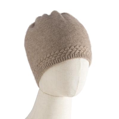 China Sale Women's COMMON 35% Wool 65% Cashmere Trawler Warm Caps Thickened Bottom Cable Autumn Winter Caps Warm Cashmere Blends Knitted Hat for sale