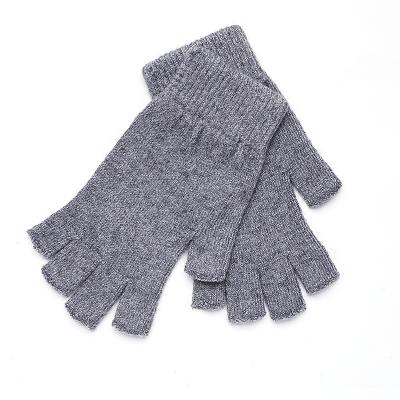 China Wholesale Custom Single Half Finger Even Size Acrylic Nylon Wool Fingerless Winter Autumn Knitted Knitted Gloves for Men and Women for sale