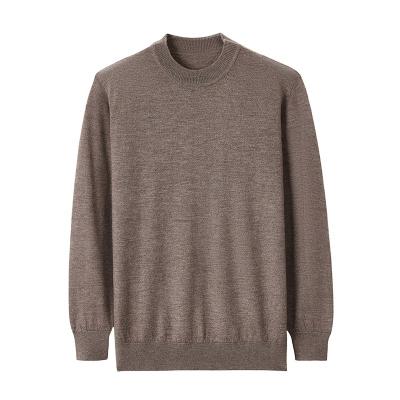 China wholesale new autumn and winter cashmere solid color 16g knitted sweater collar bottoms 100% pure round neck customized parride sweater men for sale