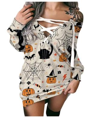 China Breathable Halloween Bandage Women Clothing Digital Print Strapless Hoodie Dress Girl Sexy Bandage Hoodie Dresses Custom Women Hoodie Dress for sale