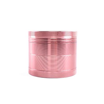 China 4 Piece 63mm Aluminum Wholesale Pink Mounted Gold Metal Tobacco Grinder Aluminum Smoking Herbal Grinder for sale