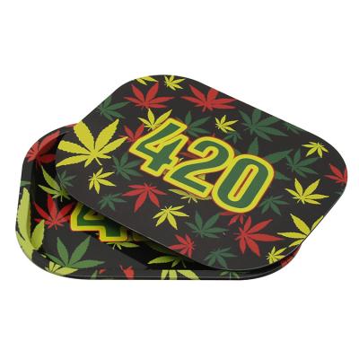 China Safe Smoking Accessories Customized Cartoon Metal Rolling Trays With Magnetic Lid Top Cover for sale