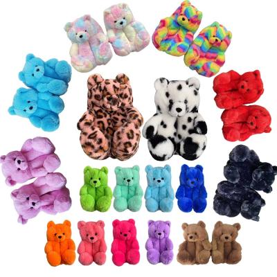 China Fashion Indoor Women's Winter Plush Anti-odor Plush Toy Teddy Fuzzy Bear Bedroom Slippers for sale