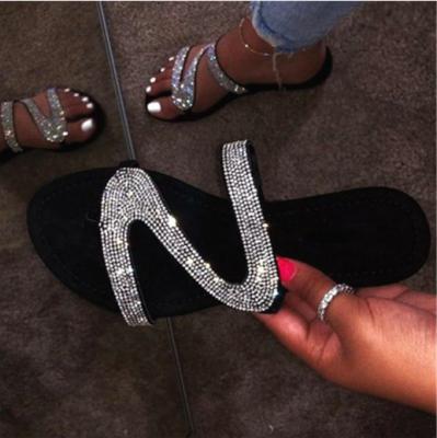 China Fashion Diamond Summer Sandals Flat Women's Shoes Breathable Sandals for sale