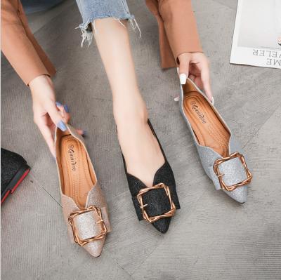 China Fashion Stain Bow Suede Flat Shoes Big Size Ladies Black Flat Wild Wholesale Retro Flat Heels for sale