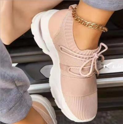 China Wholesale EVA ladies casual shoes knit for uppers mesh breathable women sports lace up shoes for sale