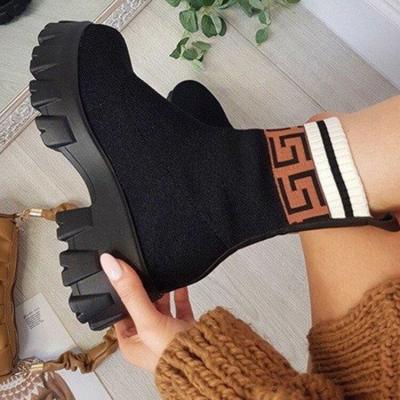 China Chelsea Knitted Disposable Sock Ankle Short Tube Boots Womens Platform Plus Size Martin Boots for sale