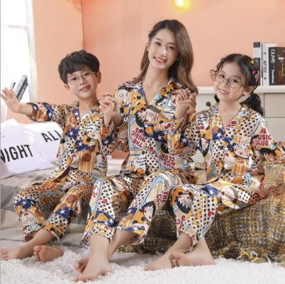 China QUICK DRY matching pajamas family nightgown mommy and me sets 2 piece women satin pajamas pajamas for sale