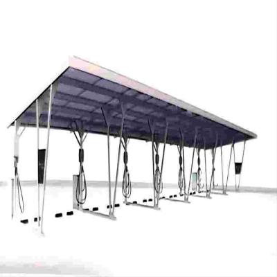 China New Arrival Commercial Photovoltaic Canopy With 6 Charging Station 30m*6m for sale