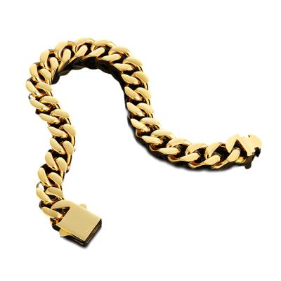 China Hiphop Design Metal Restriction Chains Bracelets Polished Thick Locking Bracelet High Large Heavy Duty Clasp Punk Flattening Clasp for sale