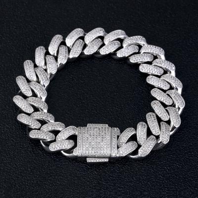 China Wholesale Price 18mm CZ Cuban Link Chain Bracelet 14k Gold Plated Men's Cuban Bracelet Hip Hop Jewelry Greatytang Hip Hop for sale