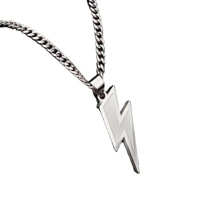 China 22inches Fashion Non-fading 18k White Gold Plated 316L To Alloy Stainless Steel Lightning Necklace Pendant for sale