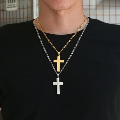 China GREATYTANG FASHIONABLE Custom White Gold Plated 18k 316L Stainless Steel Alloy 18k 316L Stainless Steel Classic Vintage Cross Pendant Necklace 22inches for sale